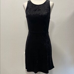 Divided Black Velvet Mini Dress
